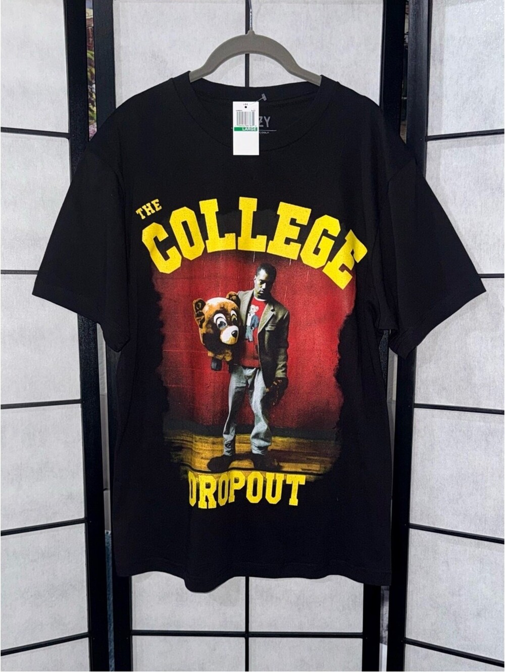 Yeezy The College Dropout Bear Black Graphic T-Shirt Size Large NWT